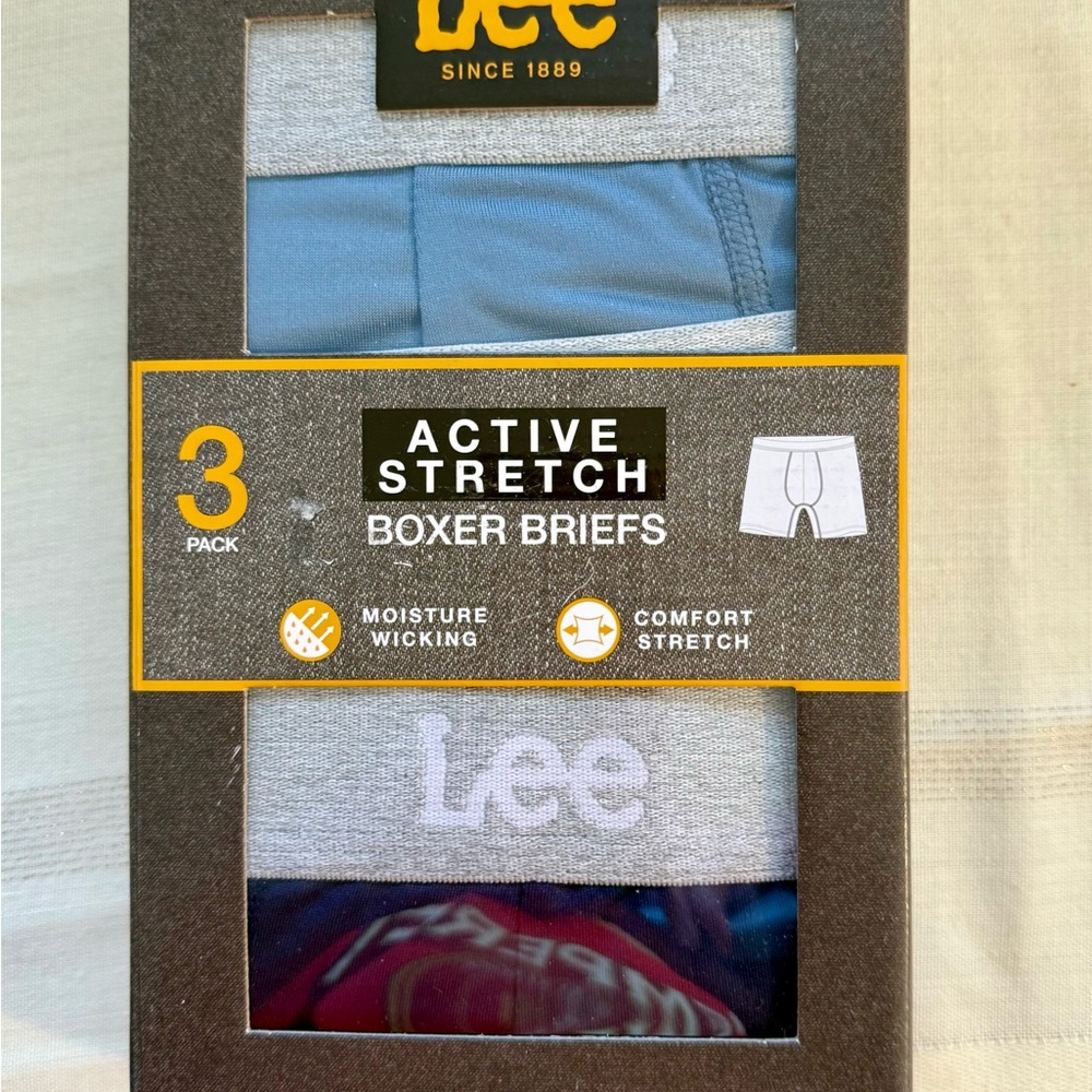 Lee Men's Active Stretch Boxer Briefs - Blue and Light Gray